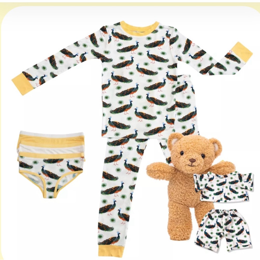 Zip n Bear pretty in Peacock Pajama Set